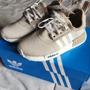Adidas Kids Tan and White Sneakers